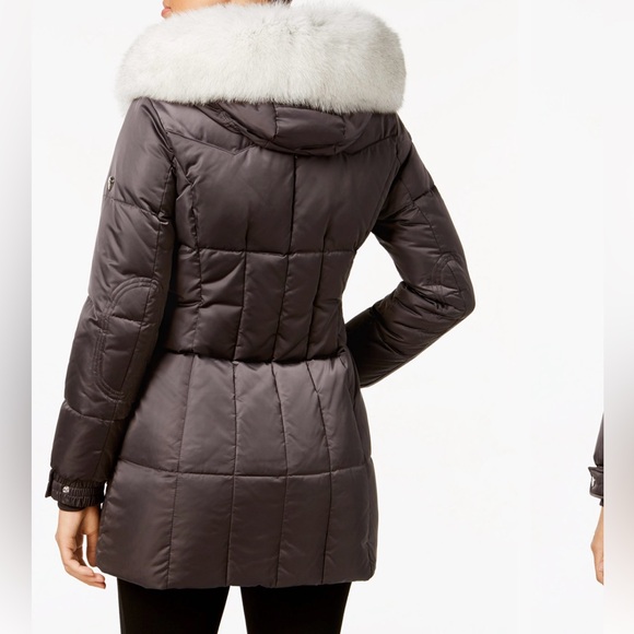 Madison Charcoal Puffer Coat with Faux Fur Trim - Picture 2 of 12